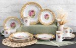 Vintage-Inspired Porcelain Dinnerware Set for 4