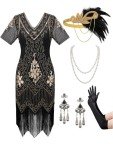1920s Flapper Dress with Accessories - Great Gatsby