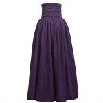 Gothic High Waist Steampunk Skirt in Purple