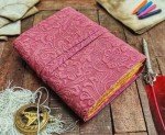 Pink Vintage Leather Journal Grimoire - 8X6