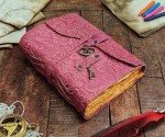 Pink Vintage Leather Journal Grimoire - 8X6