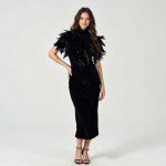 Black Feather Collar Cape 