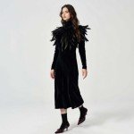 Black Feather Collar Cape 