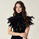 Black Feather Collar Cape 