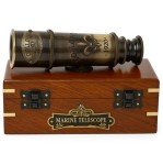 Vintage Marine Spyglass Telescope in Branded Wooden Box 
