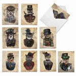 Cute Blank Cat Note Cards - Set of 10