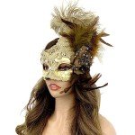 Elegant Feathered Venetian Masquerade Mask for Parties