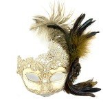 Elegant Feathered Venetian Masquerade Mask for Parties