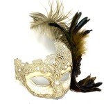 Elegant Feathered Venetian Masquerade Mask for Parties