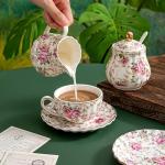 Floral Gold-Trimmed Porcelain Tea Cup Set