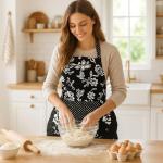 Floral Cotton Apron with Pockets for Women