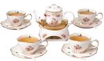 Vintage Floral Porcelain Tea Set with Warmer