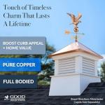 Polished Copper Eagle Cottage Weathervane with Roof Mount