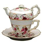 Red Rose 4-Piece Porcelain Tea Set