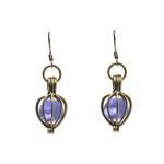 Purple Vintage Bottle Brass Drop Earrings