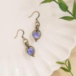 Purple Vintage Bottle Brass Drop Earrings