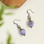Purple Vintage Bottle Brass Drop Earrings