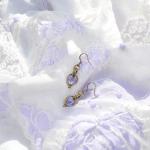 Purple Vintage Bottle Brass Drop Earrings