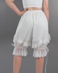 Victorian White Ruffle Bloomer Shorts for Women