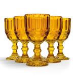 Amber Vintage Wine Glasses, Set of 6