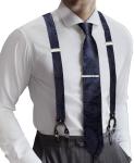 Blue and Black Suspender Set with Necktie