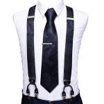 Blue and Black Suspender Set with Necktie
