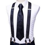 Blue and Black Suspender Set with Necktie