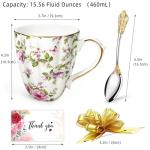 Vintage-Style Floral Bone China Mug Set with Spoon