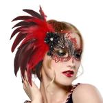 Elegant Masquerade Mask with Feathers and Rhinestones