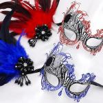 Elegant Masquerade Mask with Feathers and Rhinestones
