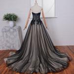 Black Lace Prom Dress with Purple Accents