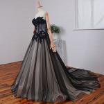 Black Lace Prom Dress with Purple Accents