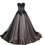 Black Lace Prom Dress with Purple Accents