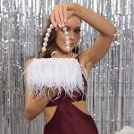 Black Pearl Ostrich Feather Evening Clutch Bag