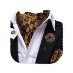 Black and Gold Floral Ascot Lapel Pin Set