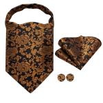 Black and Gold Floral Ascot Lapel Pin Set