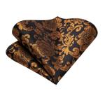 Black and Gold Floral Ascot Lapel Pin Set
