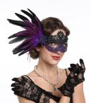 Purple and Black Lace Masquerade Mask and Gloves