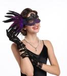 Purple and Black Lace Masquerade Mask and Gloves