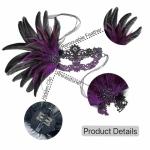 Purple and Black Lace Masquerade Mask and Gloves