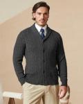 Men's Charcoal Wool Blend Shawl Collar Cardigan