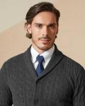 Men's Charcoal Wool Blend Shawl Collar Cardigan
