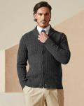 Men's Charcoal Wool Blend Shawl Collar Cardigan