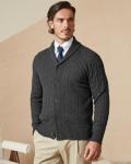 Men's Charcoal Wool Blend Shawl Collar Cardigan