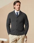 Men's Charcoal Wool Blend Shawl Collar Cardigan