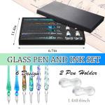 Colorful Glass Dip Pen Ink Set with Holders