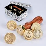Brass Wax Seal Stamp Kit with 6 Unique Designs