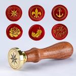Brass Wax Seal Stamp Kit with 6 Unique Designs