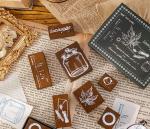 Vintage Wooden Stamp Set for Crafts and Journals