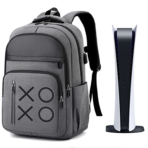 PS5 Gaming Backpack with USB Port, Grey, Large